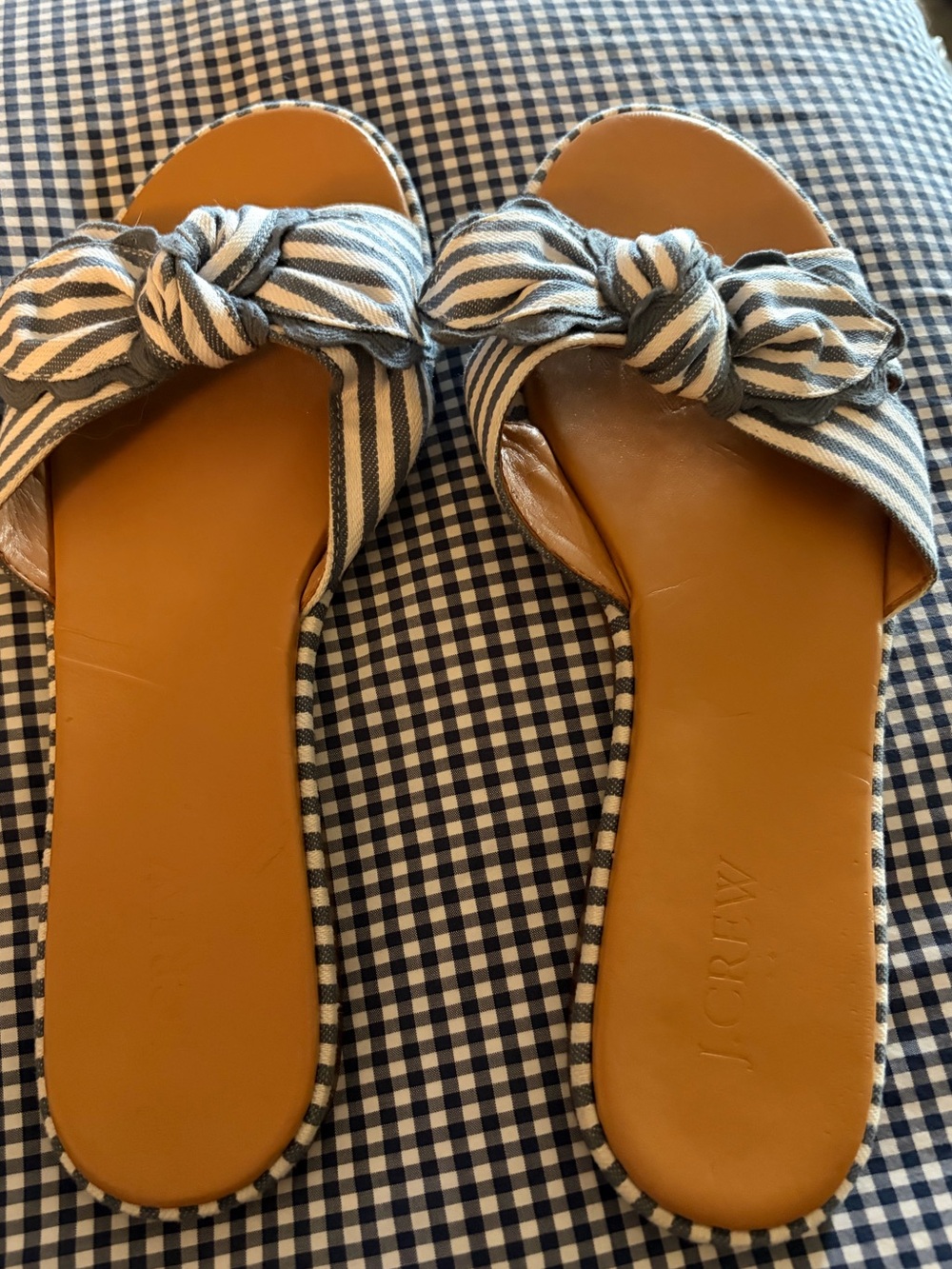 J. Crew striped bow slides size 8